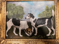 Gold Framed Oil Painting Foxhounds Dogs Antique Style Hand Painted Painting
