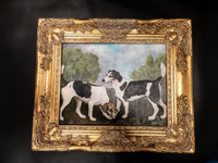 Gold Framed Oil Painting Foxhounds Dogs Antique Style Hand Painted Painting