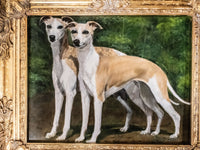 Gold Framed Oil Painting Greyhounds Dogs Antique Style Hand Painted Painting