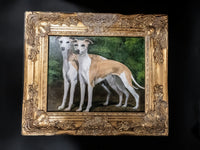 Gold Framed Oil Painting Greyhounds Dogs Antique Style Hand Painted Painting