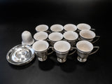 Antique Silver Plate And Porcelain Demitasse Cups Set of 11 E & J Bass Tea Cups & Sets