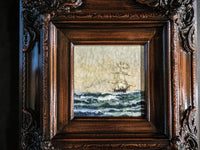 Framed Oil Painting Sailboat Schooner Antique Style Hand Painted Painting