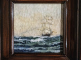 Framed Oil Painting Sailboat Schooner Antique Style Hand Painted Painting