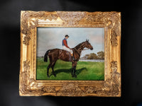 Gilt Framed Oil Painting Horse And Jockey Antique Style Hand Painted Painting