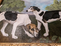Gold Framed Oil Painting Foxhounds Dogs Antique Style Hand Painted Painting