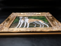 Gold Framed Oil Painting Greyhounds Dogs Antique Style Hand Painted Painting