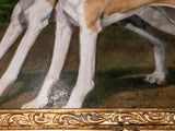 Gold Framed Oil Painting Greyhounds Dogs Antique Style Hand Painted Painting
