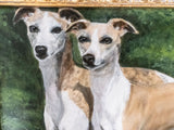Gold Framed Oil Painting Greyhounds Dogs Antique Style Hand Painted Painting