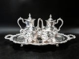 Vintage Silver Plate Coffee Tea Set With Tray And Dust Bags Towle Tea Sets