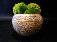 Asian Brass Hand Etched Offering Bowl Jardiniere Art Objects