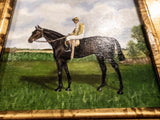 Gilt Framed Oil Painting Horse And Jockey Antique Style Hand Painted Painting