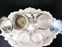 Vintage Silver Plate Coffee Tea Set With Tray And Dust Bags Towle Tea Sets