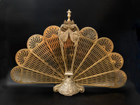 Antique Brass Fireplace Screen Fan Phoenix Birds Fireplace Screens