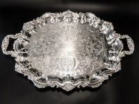 Vintage Silver Plate Bristol By Poole Butler Tray Oval Serving Tray 3214