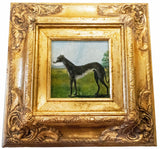 Gilded Framed Oil Painting Greyhound Dog Antique Style Hand Painted Painting