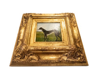 Gilded Framed Oil Painting Greyhound Dog Antique Style Hand Painted Painting