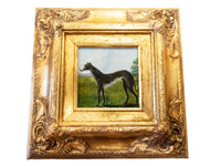 Gilded Framed Oil Painting Greyhound Dog Antique Style Hand Painted Painting