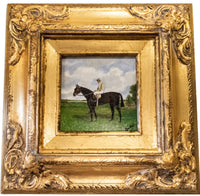 Gilt Framed Oil Painting Horse And Jockey Antique Style Hand Painted Painting