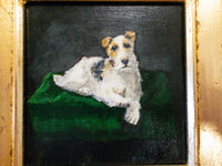 Gilded Framed Oil Painting Dog Terrier Antique Style Hand Painted Painting