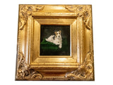 Gilded Framed Oil Painting Dog Terrier Antique Style Hand Painted Painting