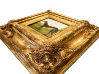Gilded Framed Oil Painting Greyhound Dog Antique Style Hand Painted Painting