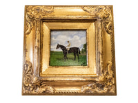 Gilt Framed Oil Painting Horse And Jockey Antique Style Hand Painted Painting