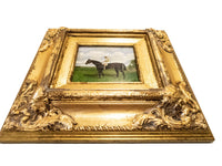 Gilt Framed Oil Painting Horse And Jockey Antique Style Hand Painted Painting