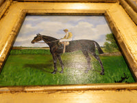Gilt Framed Oil Painting Horse And Jockey Antique Style Hand Painted Painting