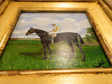 Gilt Framed Oil Painting Horse And Jockey Antique Style Hand Painted Painting