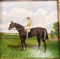 Gilt Framed Oil Painting Horse And Jockey Antique Style Hand Painted Painting