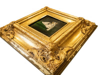 Gilded Framed Oil Painting Dog Terrier Antique Style Hand Painted Painting