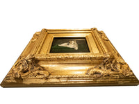 Gilded Framed Oil Painting Dog Terrier Antique Style Hand Painted Painting