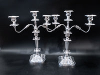 Vintage Silver Plate Candelabra Pair Candle Holder 18" Tall Convertible