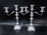 Vintage Silver Plate Candelabra Pair Candle Holder 18" Tall Convertible Candles And Candelabra