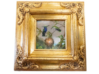 Gilded Framed Oil Painting Hummingbirds Black Breasted Plovercrest MJ Heade