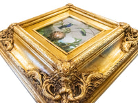 Gilded Framed Oil Painting Hummingbirds Black Breasted Plovercrest MJ Heade