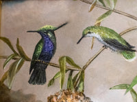 Gilded Framed Oil Painting Hummingbirds Black Breasted Plovercrest MJ Heade