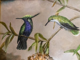 Gilded Framed Oil Painting Hummingbirds Black Breasted Plovercrest MJ Heade