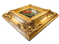 Gilded Framed Oil Painting Hummingbird Passionflowers Antique Style Painting