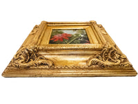 Gilded Framed Oil Painting Hummingbird Passionflowers Antique Style Painting