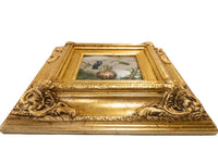 Gilded Framed Oil Painting Hummingbirds Black Breasted Plovercrest MJ Heade