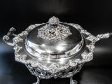 Large Silver Plate Covered Chafing Dish Stand EG Webster