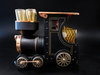 Vintage Train Engine Decanter Shot Glasses With Music Box Barware