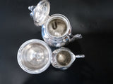 Antique Silverplate Tea Set Medallion Cameo 1866