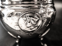 Antique Silverplate Tea Set Medallion Cameo 1866