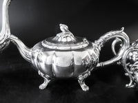 Vintage Silver Plate Tea Coffee Set Melon Heirloom