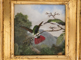 Gilded Framed Oil Painting Hummingbird Black Throated Mango Antique Style