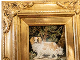 Gold Framed Oil Painting King Charles Spaniel Antique Style Hand Painted