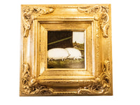 Framed Oil Painting Pigs Antique Style Hand Painted Gilded Gold Frame