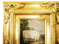 Gilt Framed Oil Painting Cow Antique Style Hand Painted Painting